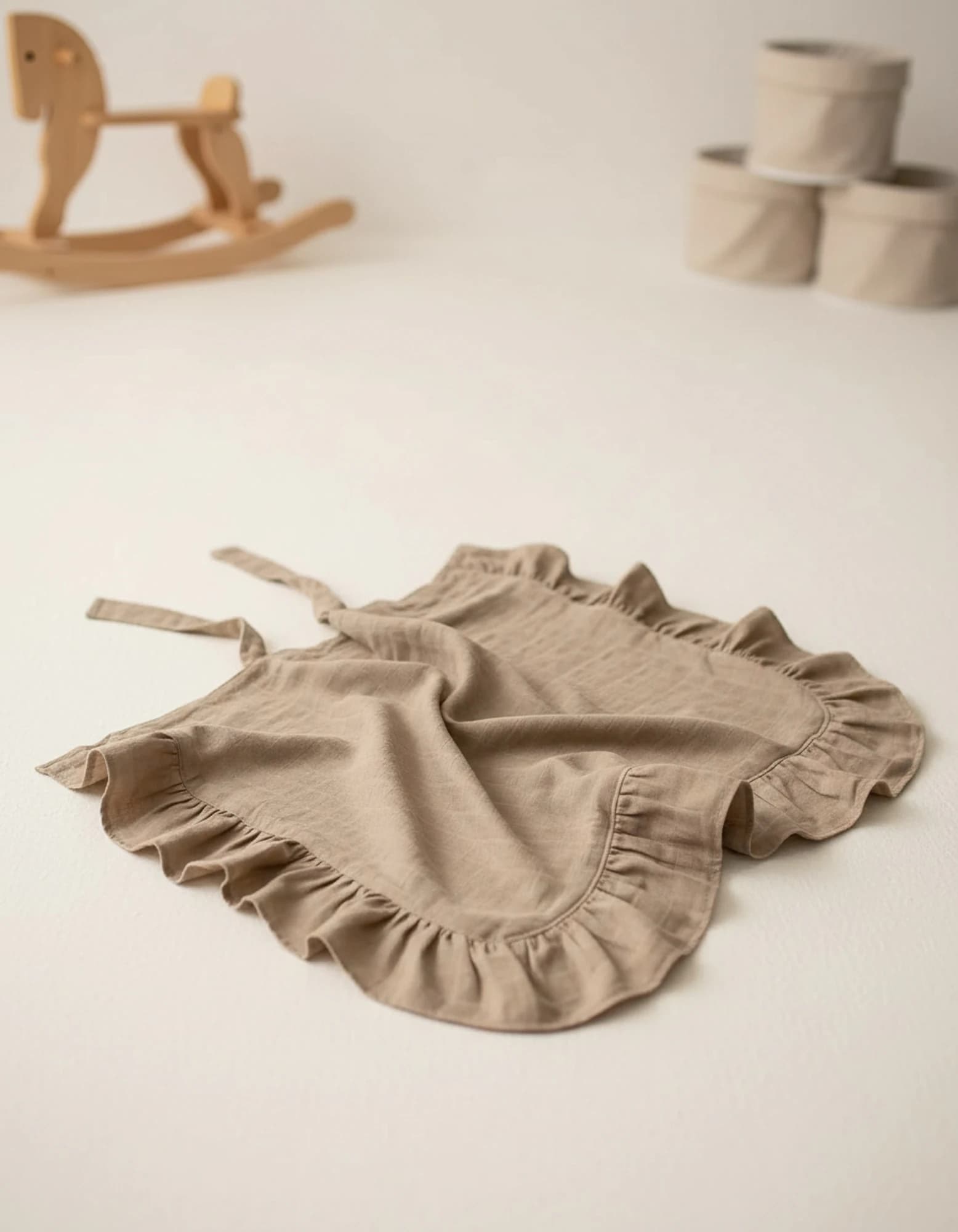 Puset Ortusu/Bebek Arabasi Ortusu %100 Pamuk Muslin Bej Firfirli BabyNest görsel 9