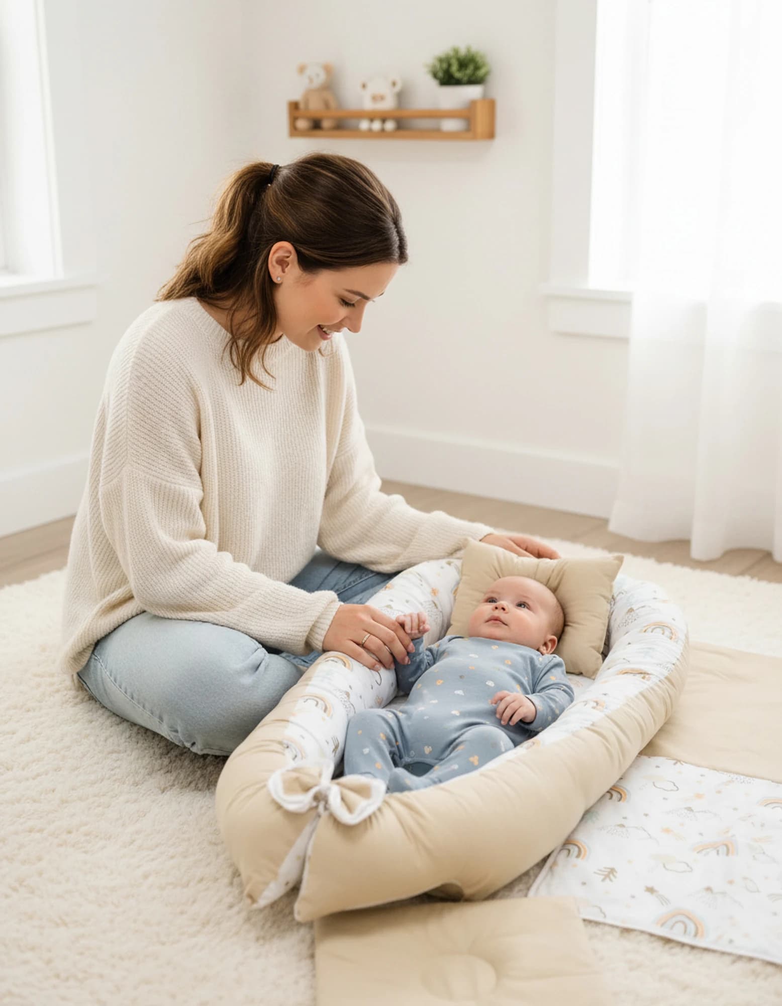 Gökkuşağı Bej Baby Nest ve Ortopedik Yastık