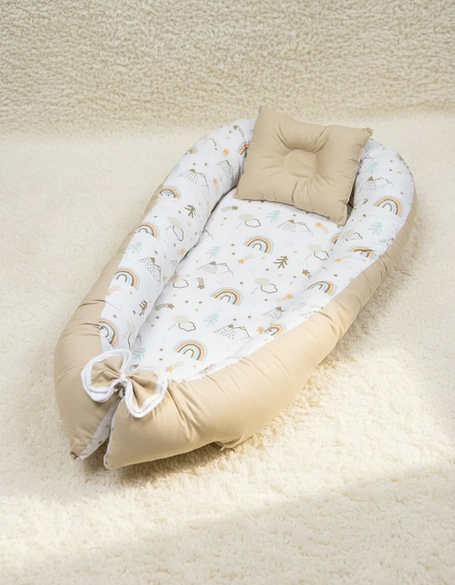 Gökkuşağı Bej Baby Nest ve Ortopedik Yastık