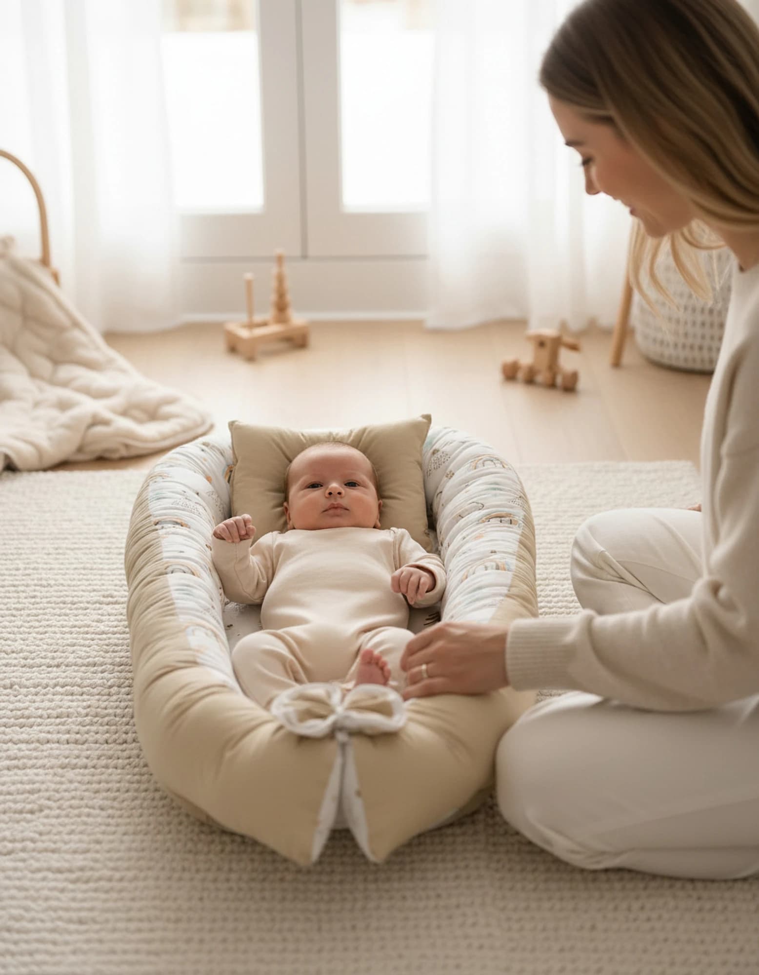 Gökkuşağı Bej Baby Nest ve Ortopedik Yastık