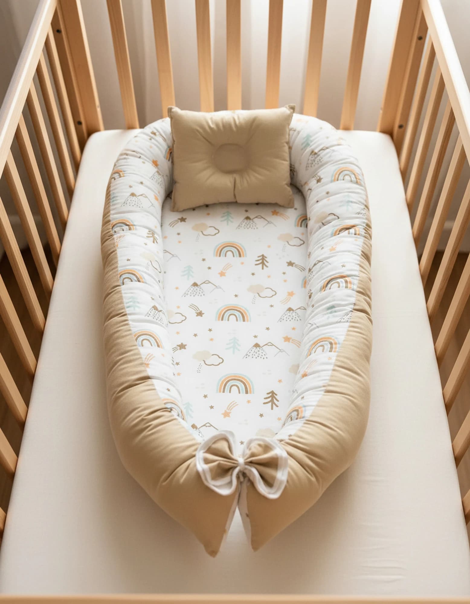 Gökkuşağı Bej Baby Nest ve Ortopedik Yastık