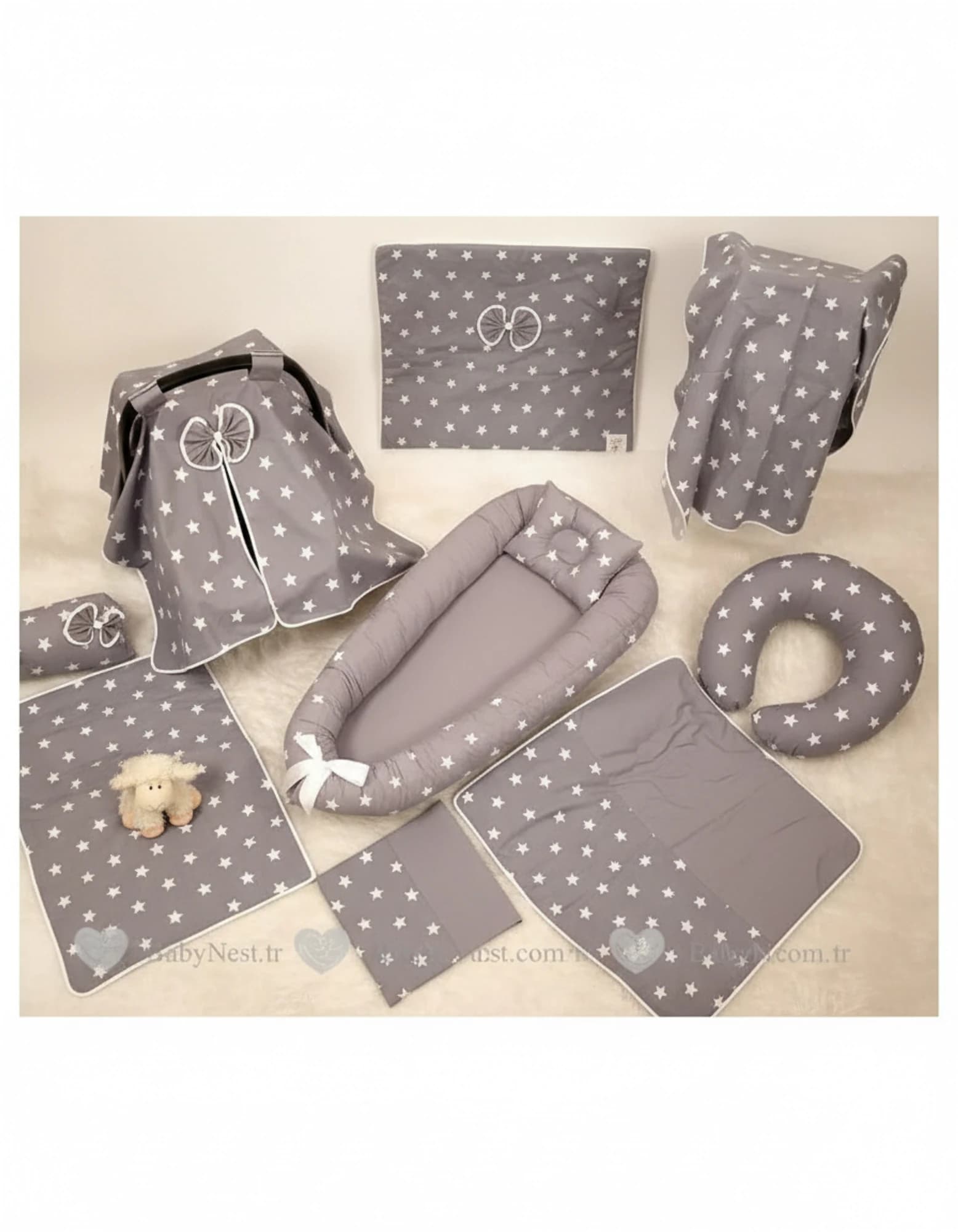 Full Set 9 Parca Ihtiyac Urunleri Gri Ve Gri Yildiz