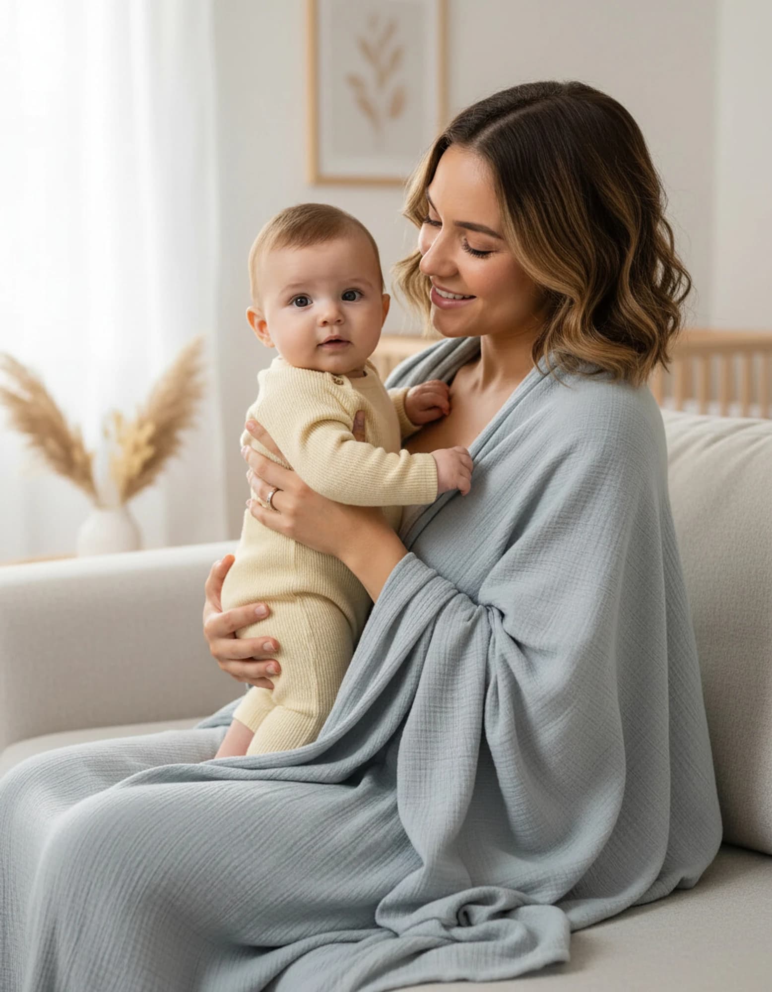 Muslin Ortu Gri BabyNest görsel 2