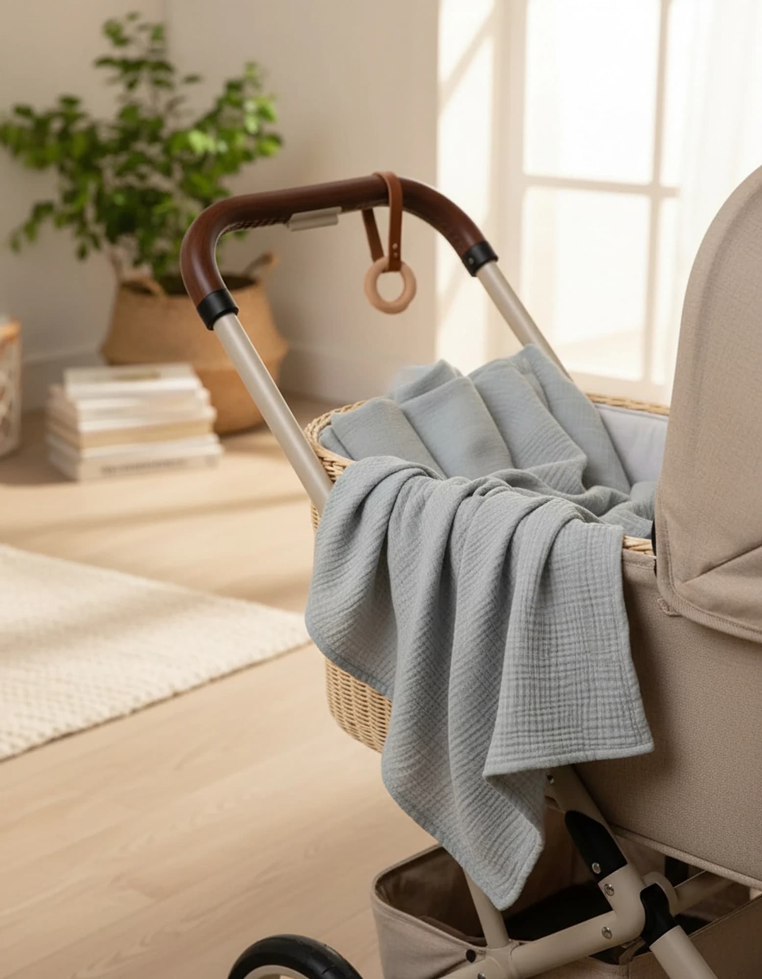 Muslin Ortu Gri BabyNest görsel 6