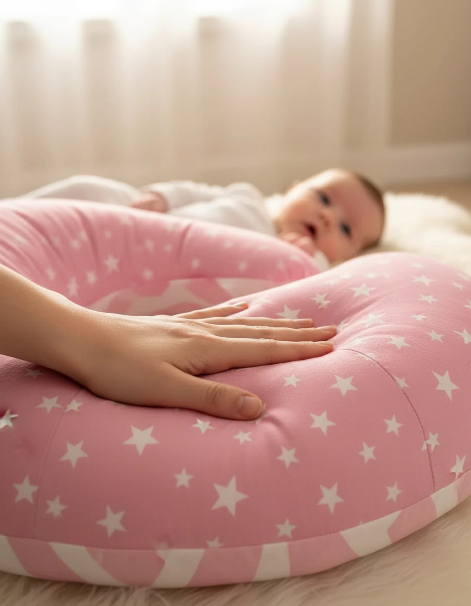 Emzirme Yastigi Ve Destek Minderi Pembe Minik Yildiz