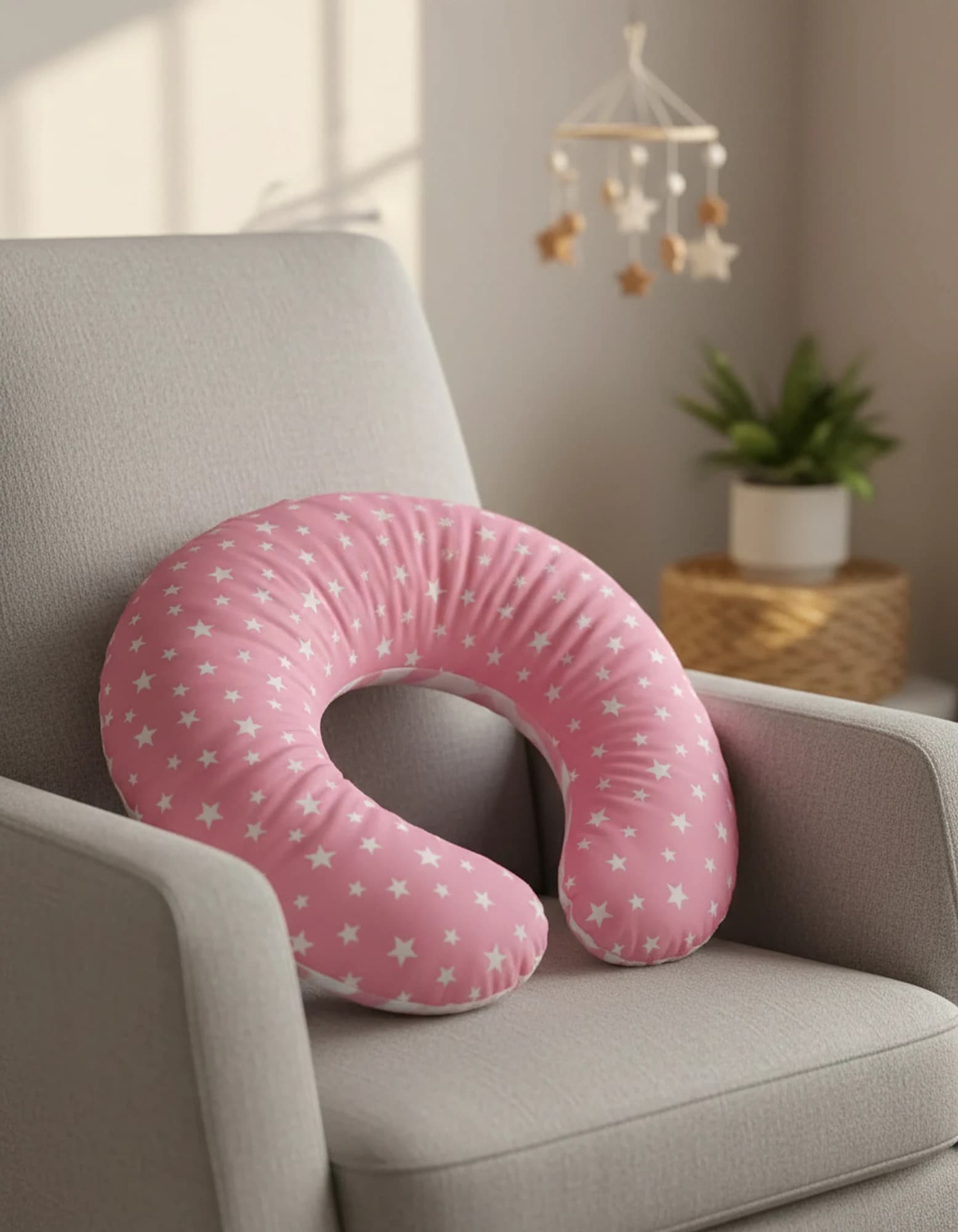 Emzirme Yastigi Ve Destek Minderi Pembe Minik Yildiz