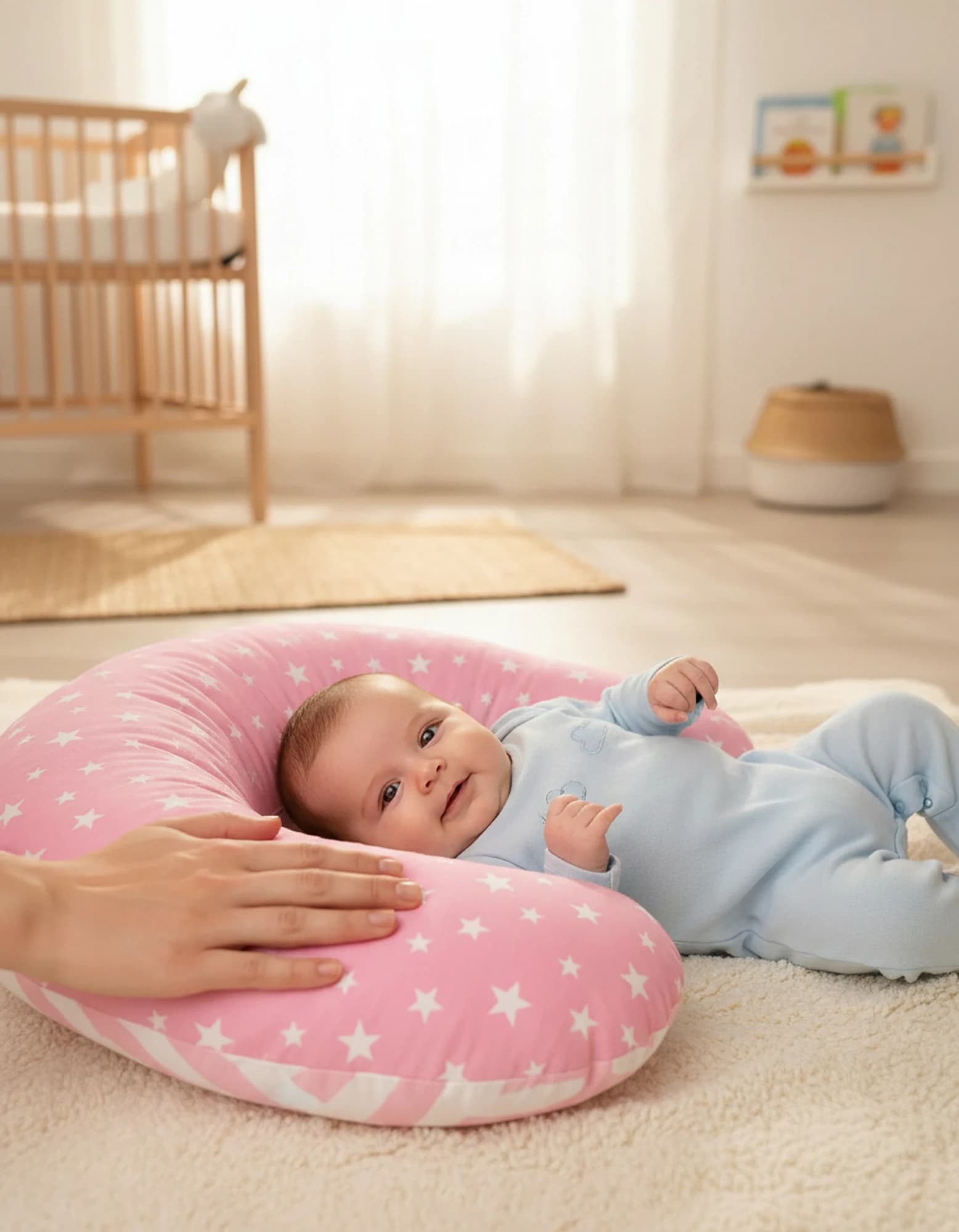 Emzirme Yastigi Ve Destek Minderi Pembe Minik Yildiz