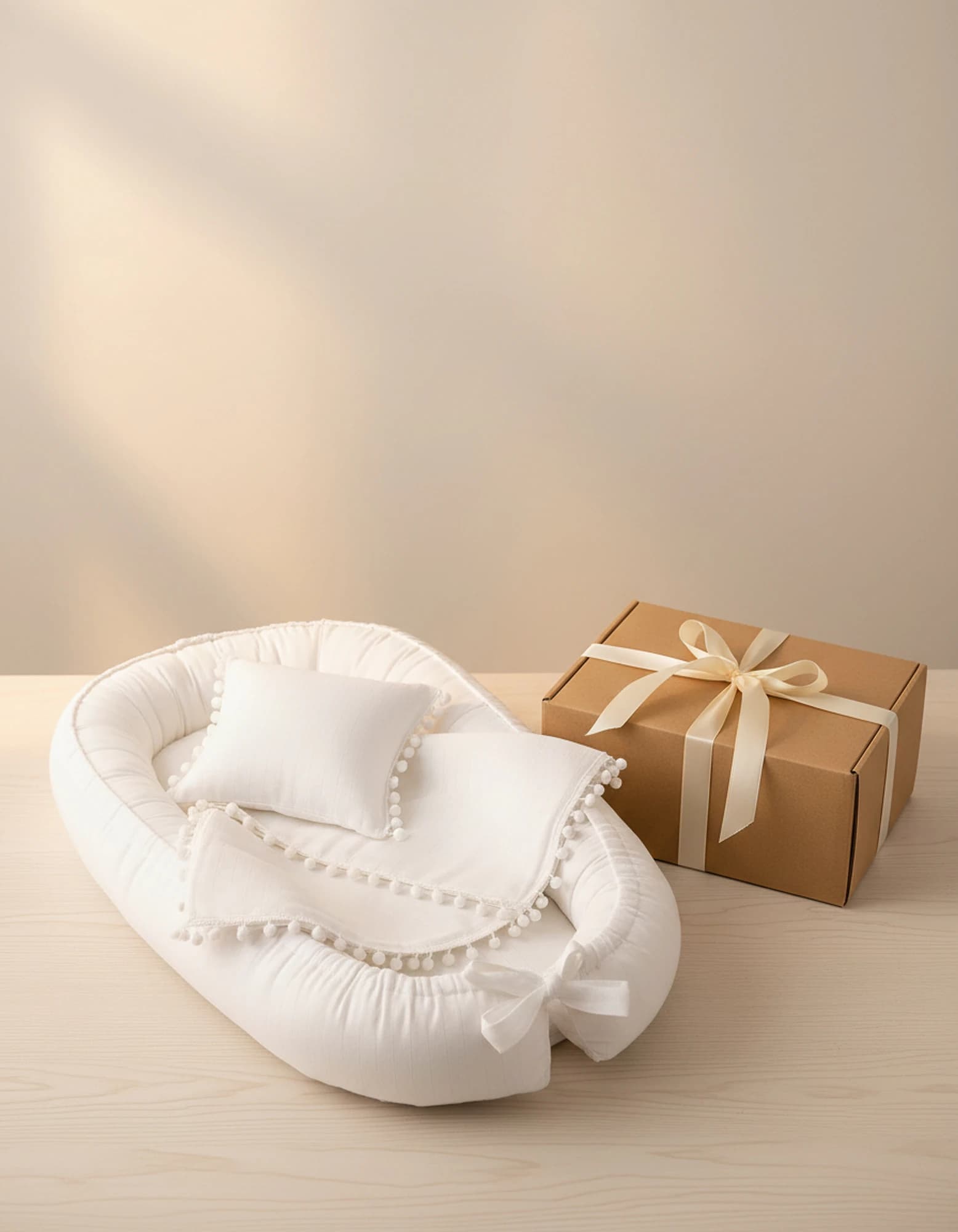 Puset Ortusu/bebek Arabasi Ortusu %100 Pamuk Beyaz Muslin Ponponlu Ve Fermuarli BabyNest görsel 7