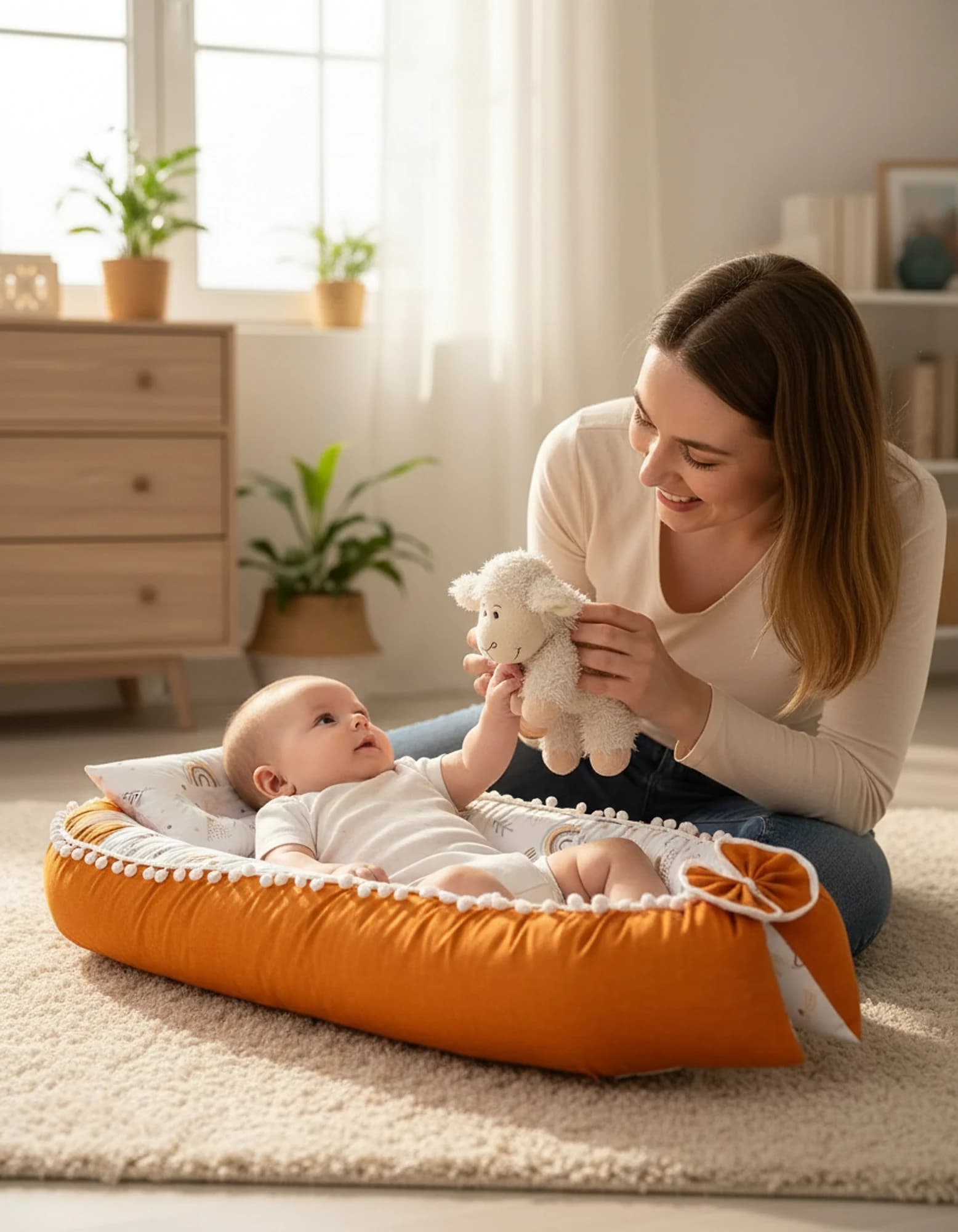 Yatak Ve Ortopedik Yastik Gokkusagi ponponlu Turuncu