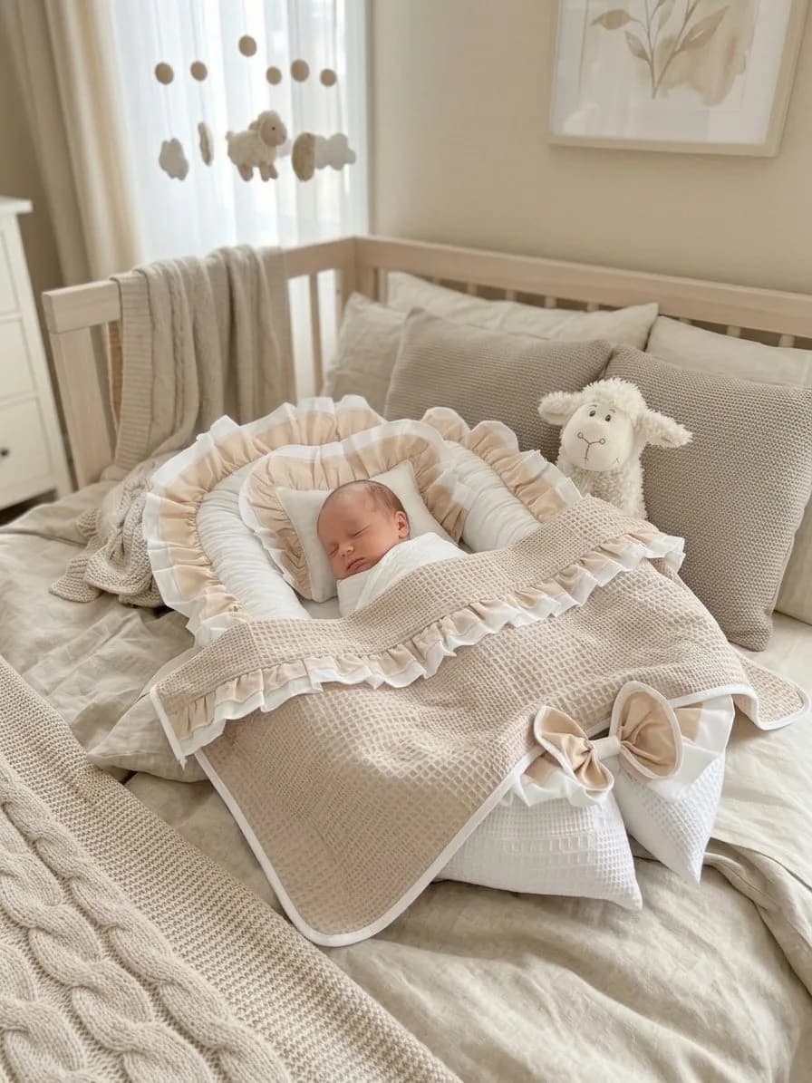 Beyaz Krem Fırfırlı 11 parça BabyNest Seti