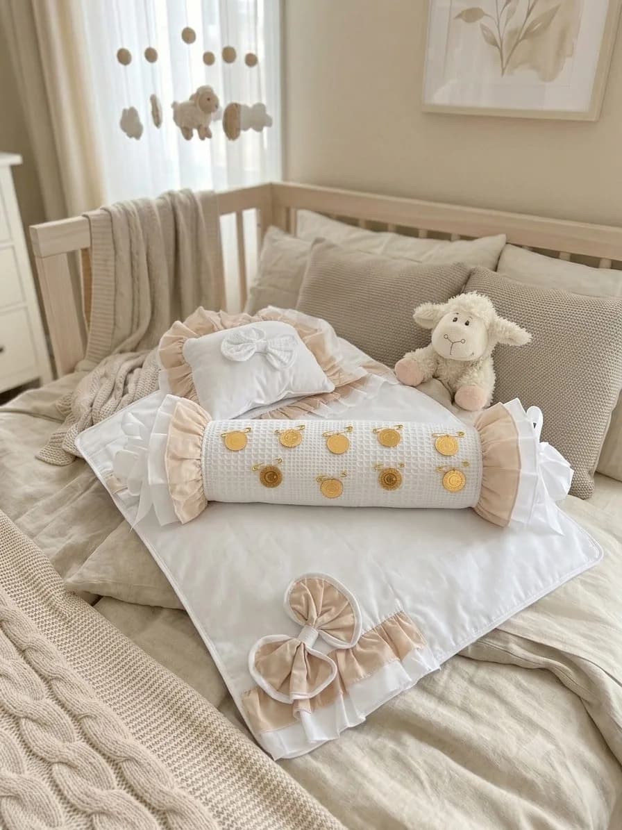 Beyaz Krem Fırfırlı 11 parça BabyNest Seti