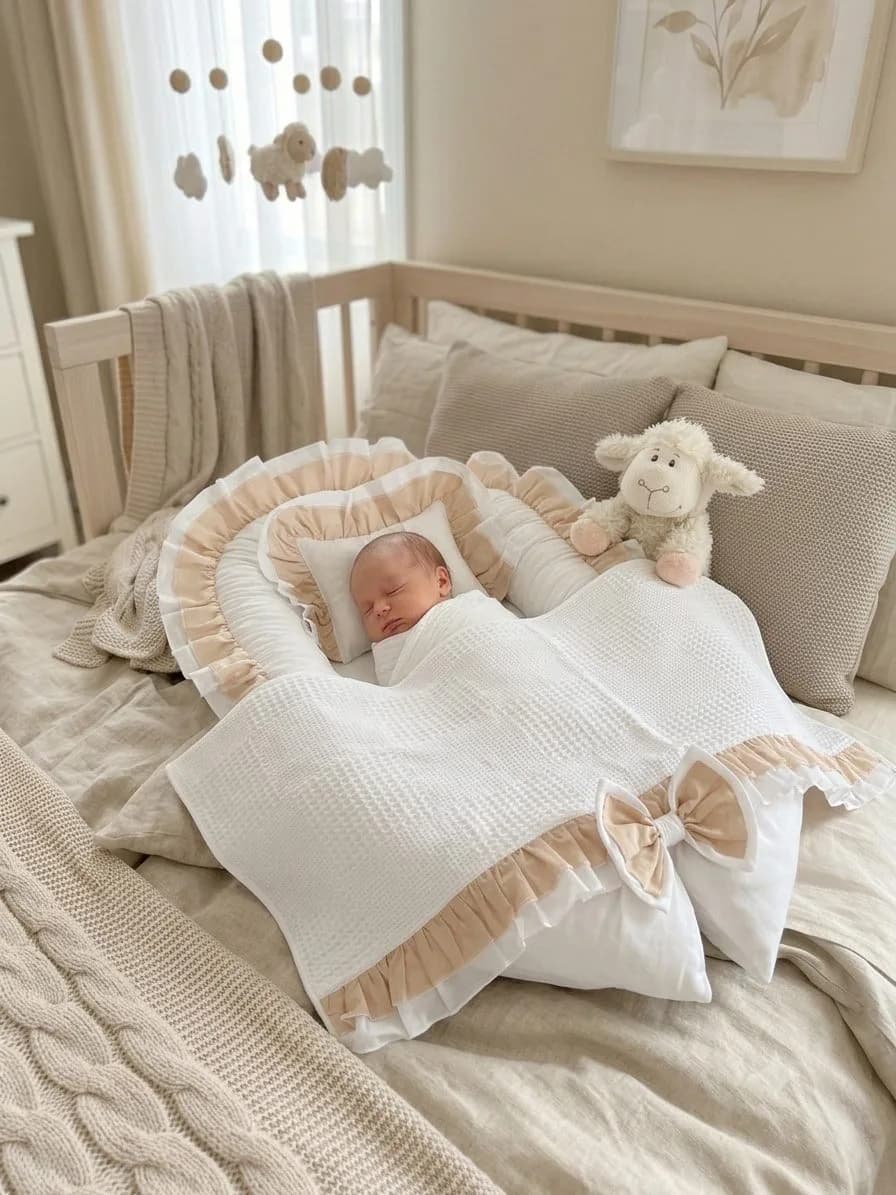 Beyaz Krem Fırfırlı 11 parça BabyNest Seti
