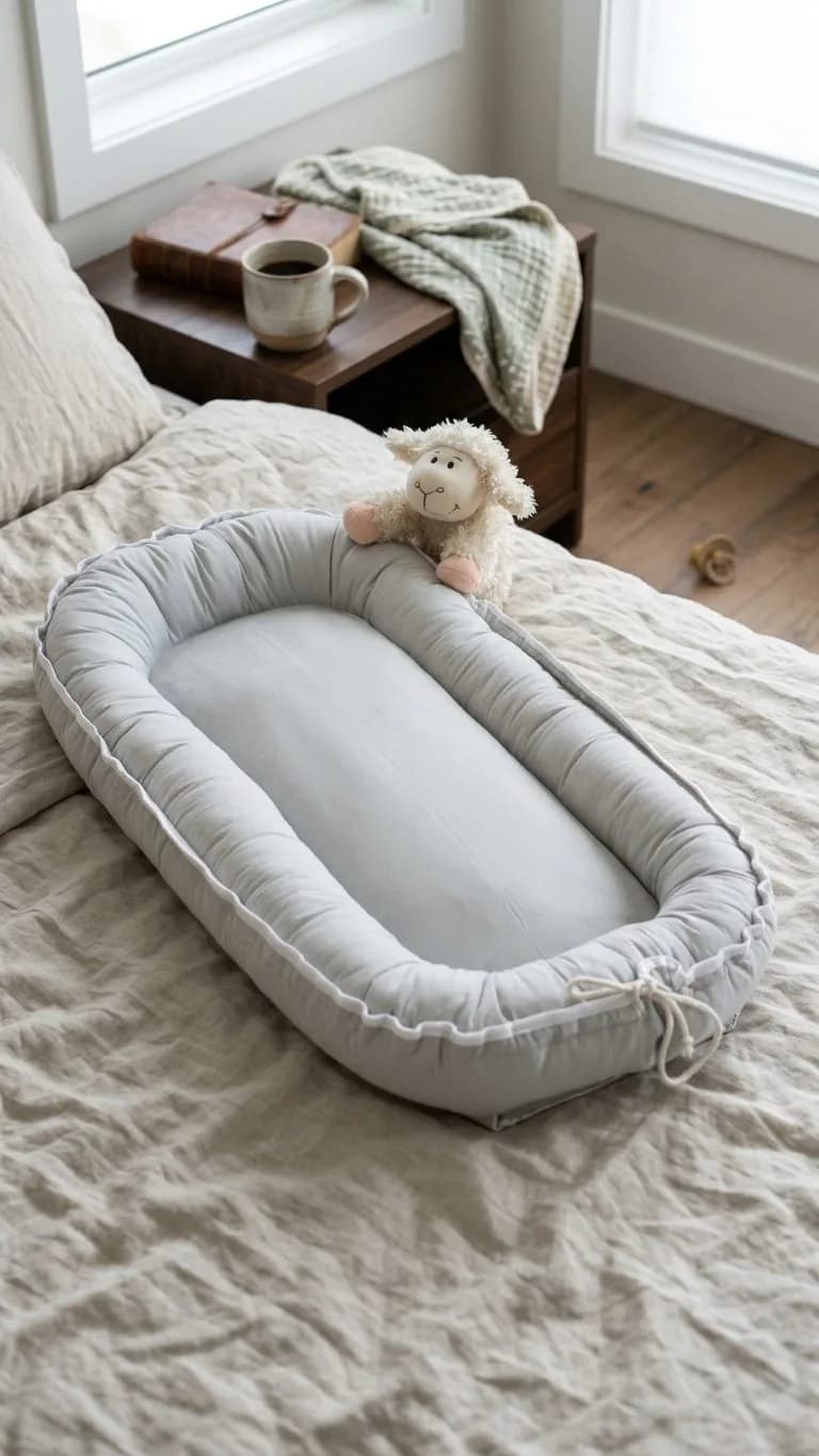 Oval yenidoğan beşik içi Babynest Gri
