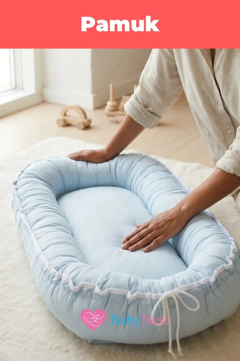 Oval yenidoğan beşik içi Babynest Bebek Mavisi