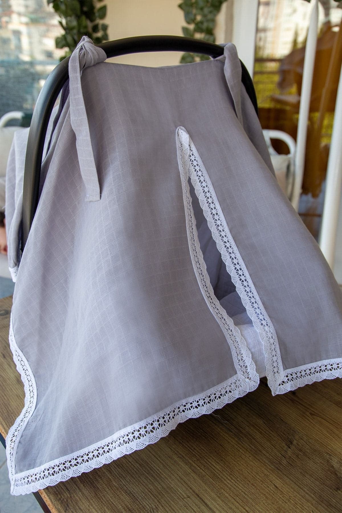 Puset Ortusu/Bebek Arabasi Ortusu %100 Pamuk Muslin Gri