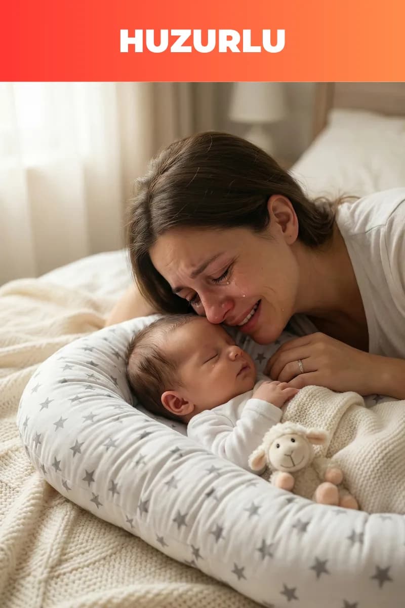 Organik Pamuk Yeni Doğan Baby Nest – Gri Yıldız Desenli – Nefes Alabilen, Anti-Alerjik, Güvenli Uyku ve Beşik İçi Kullanım