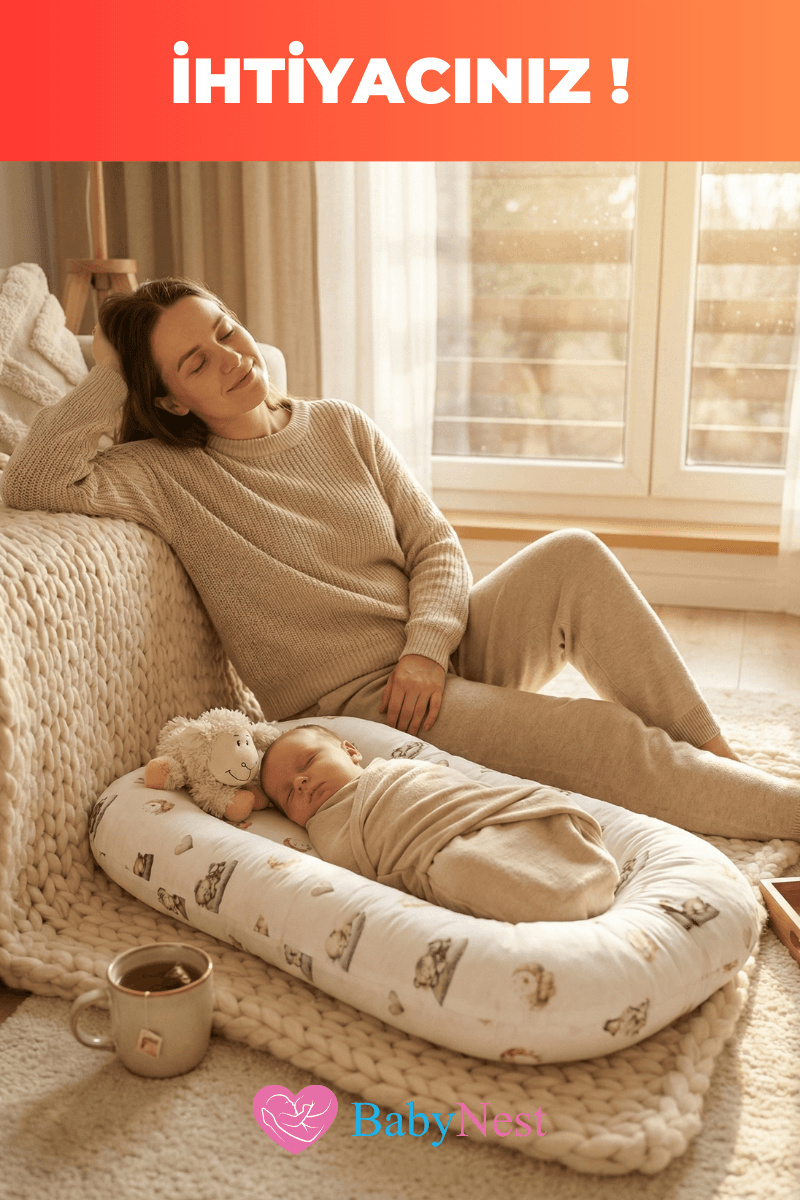 Organik Pamuk Yeni Doğan Baby Nest – Uyuyan Hayvanlar Desenli – Anti-Alerjik, Nefes Alabilen, Taşınabilir ve Beşik İçi Kullanıma Uygun