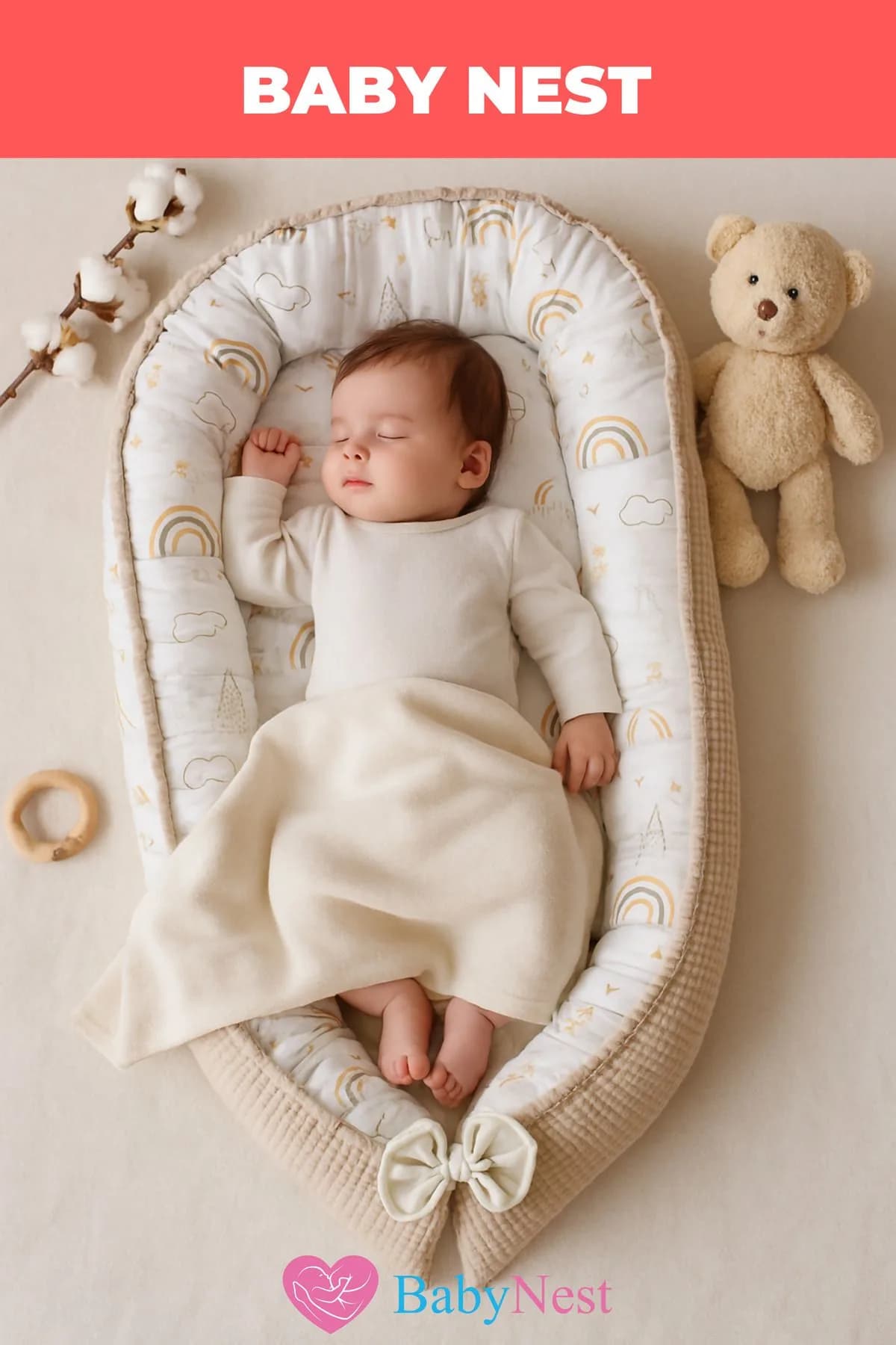 Yatak - Ortopedik Yastik Pike Ve Pamuk Kumas Gokkusagi BabyNest