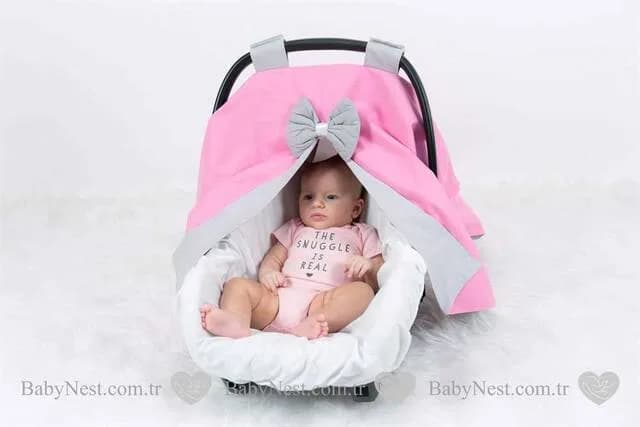 BabyNest puset örtüsü pembe ve gri